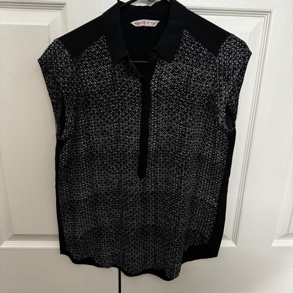 Rebecca Taylor Black and White Patterned Blouse